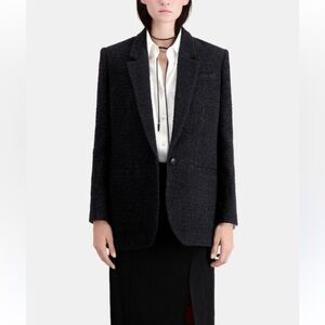THE KOOPLES Shiny Oversized Tweed Blazer Black NWT Size 34 XS